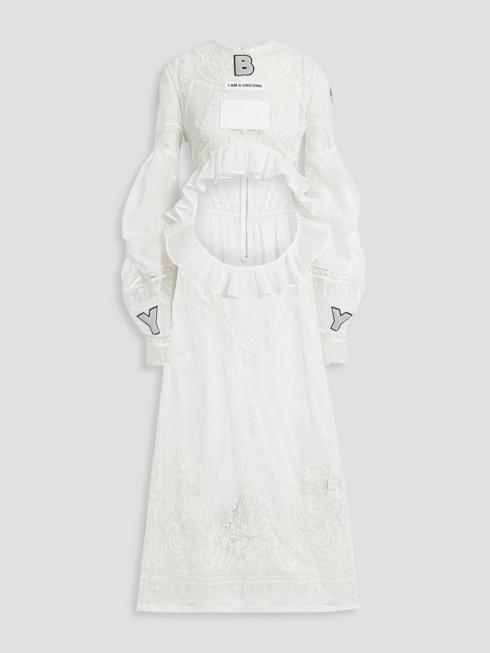 BURBERRY Appliquéd cutout cotton-voile and crocheted lace Maxi Dress MSRP $13900 - Picture 2 of 13